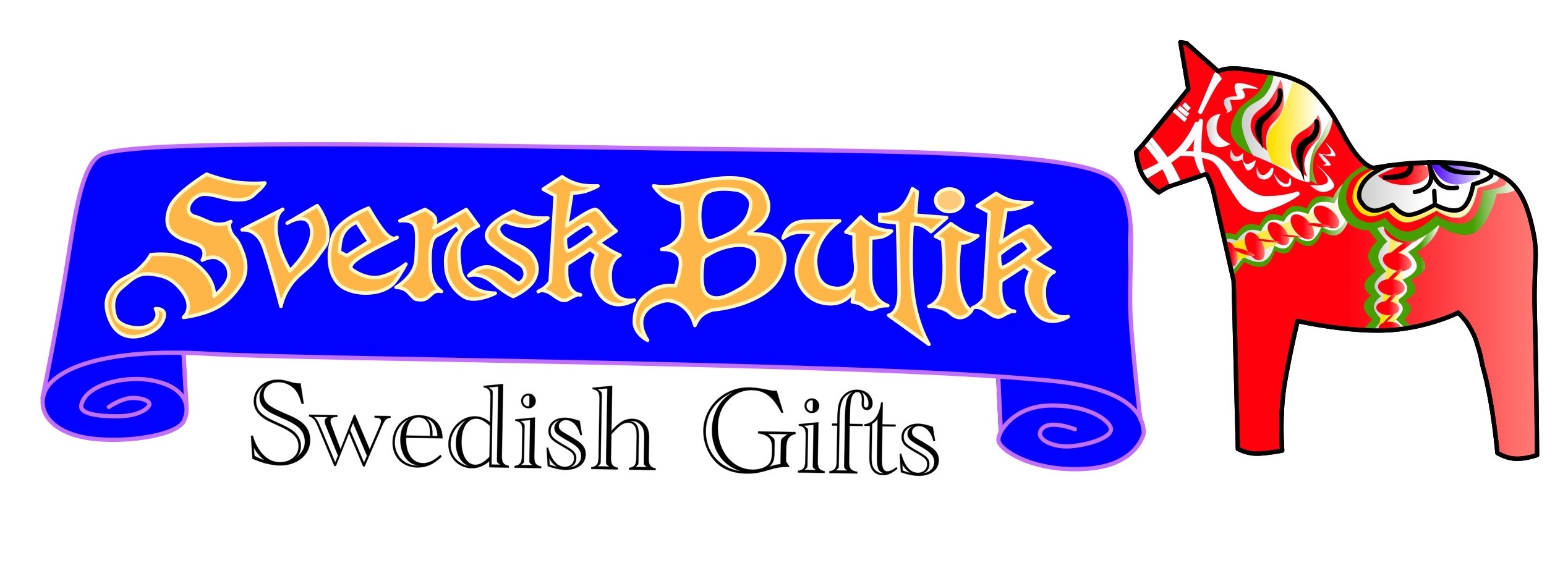 A logo that says Svensk Butik Swedish Gift Shop